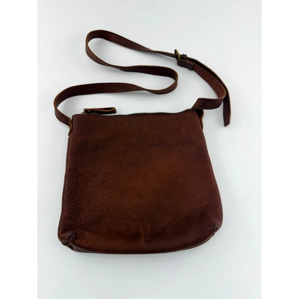 Lifetime Leather Crossbody Bag Brown Full Grain Cowhide Leather Adjustable Strap